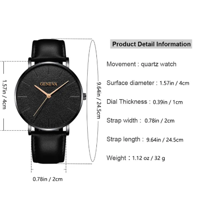 Picture of Stylish Leather Bracelet & Watch Set: Perfect Fashion Statement and Birthday Gift for Men - BadgeEnacolor 4Pcs/Set