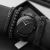 Picture of Stylish Leather Bracelet & Watch Set: Perfect Fashion Statement and Birthday Gift for Men - BadgeEnacolor 4Pcs/Set