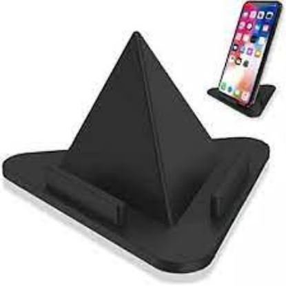 Picture of Effortless Elevation: Universal Portable Three-Sided Triangle Desktop Stand - Mobile Phone Pyramid Shape Holder (Black)